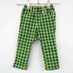 未使用！エフオーキッズのチェック柄ロングパンツ（80サイズ・イエロー）