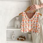 可愛くて暖かい！秋冬のマストアイテム、オレンジフラワー柄ニットベスト