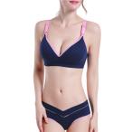 ☆ ネイビー×ローズ ☆ 授乳ブラ上下セットで快適＆おしゃれな育児ライフを！