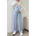 ライトブルーの2XLサイズマタニティパンツで快適＆おしゃれな妊娠生活を！