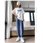 ☆ライトブルー☆Lサイズのマタニティパンツで一年中快適に！裾リブタイプkpants103