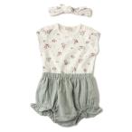 新生児にぴったり！プティマインのヘアバンドロンパースブルマセット