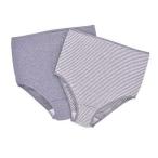 快適さとスタイルの両立！2枚組ショーツ（細ボーダー柄・無地）グレー ML