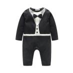 赤ちゃんの特別な一日を彩る！黒リボン付きオシャレなカバーオール