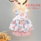 春夏にぴったり！大きなドット柄のベビー服セットアップ