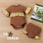 かわいさ満点！赤ちゃんのためのフラワーデザインセットアップロンパースとブルマパンツ