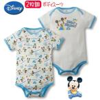 春夏のおでかけに！2枚組半袖ショルダーミッキーボディスーツ【70／80／90cm】
