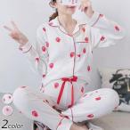 ママのためのオシャレな2点パジャマ！春夏秋冬対応のイチゴ柄マタニティウェア