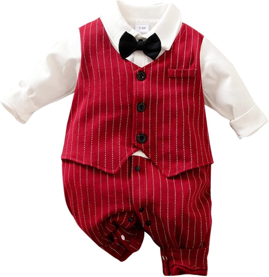 赤ちゃんの特別な日を彩る！綿100%フォーマルロンパース（ワインレッド）